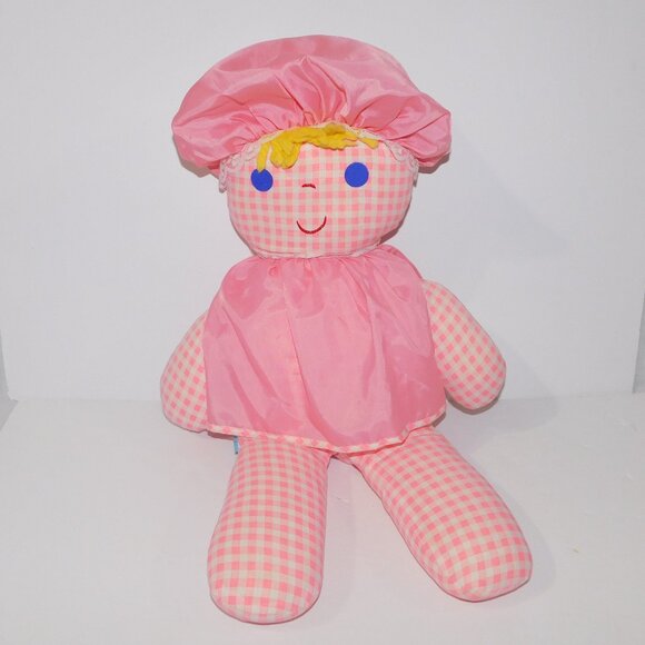 VTG 80s Ganz Bros Jumbo Large 25" Pink Gingham Rag Doll - FP Lolly Look a like - Picture 1 of 6